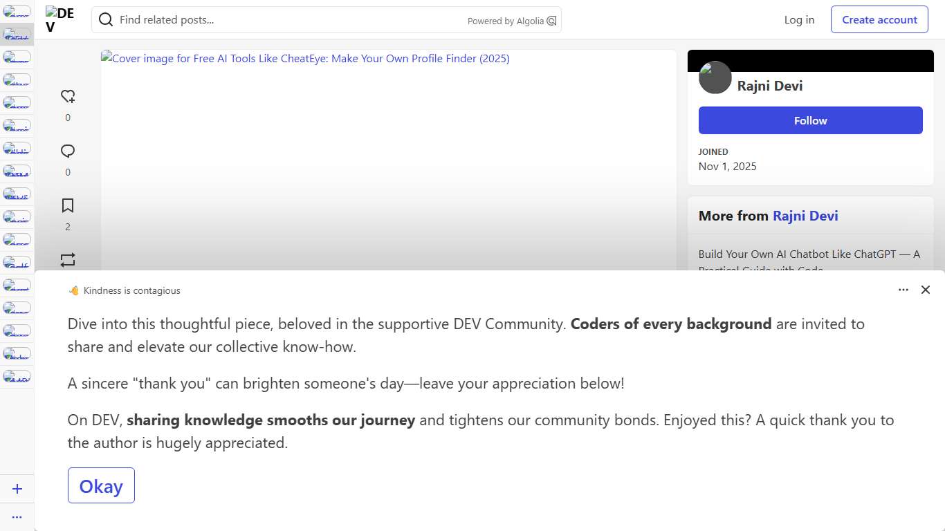 Free AI Tools Like CheatEye: Make Your Own Profile Finder (2025) - DEV Community