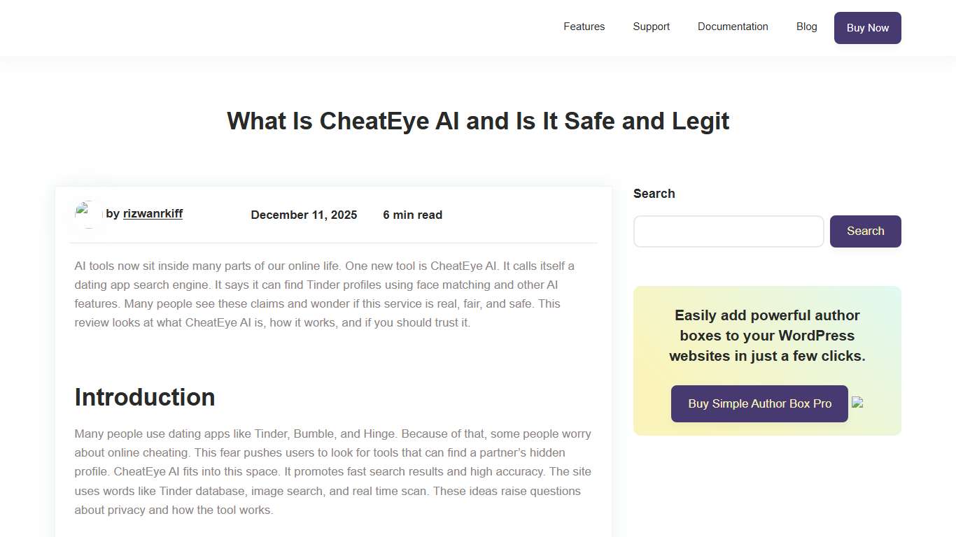 What Is CheatEye AI and Is It Safe and Legit – Simple Author Box